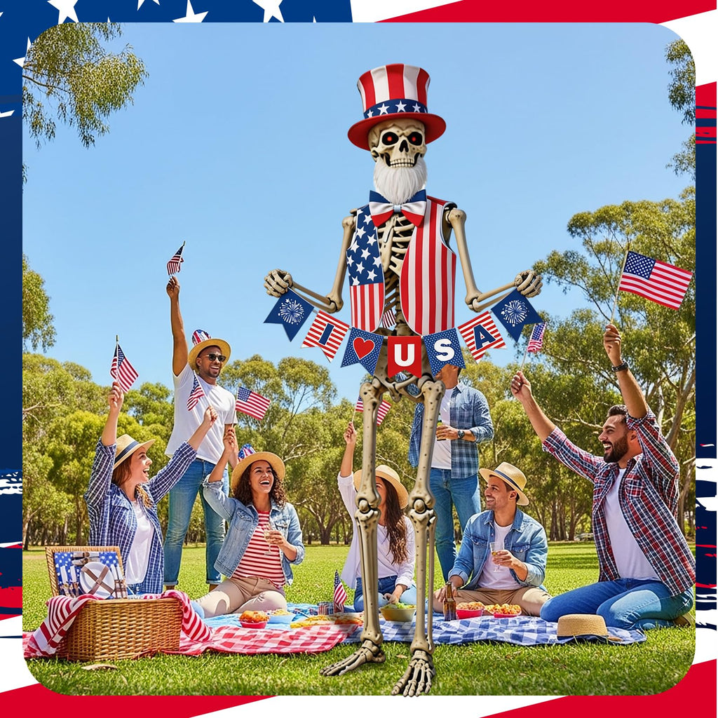 6 Pcs 250th Anniversary 12 Ft Skeleton Costume USA Skeleton Cloth Accessory