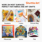 Shuttle Art Fabric Paint, 18 Colors Permanent Soft Fabric Paint in Bottles (60ml/2oz) with Brushes, Palette, Stencils, Non-Toxic Textile Paint for T-Shirts, Shoes, Jeans, Bags, DIY Projects&Art