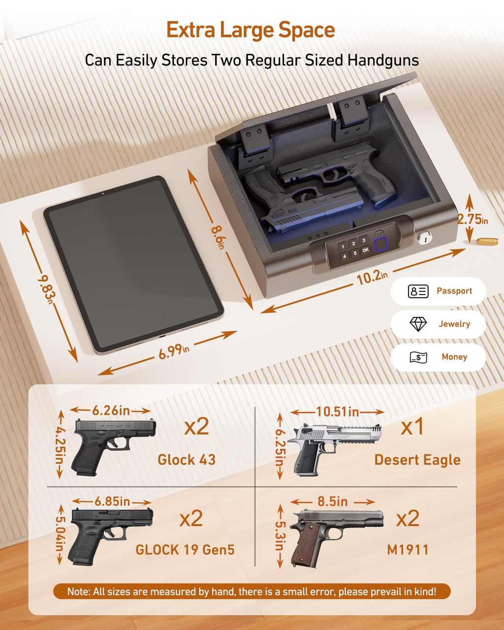 BILLCONCH Gun Safe,Biometric Fingerprint Gun Safe for Handgun Pistol Safes