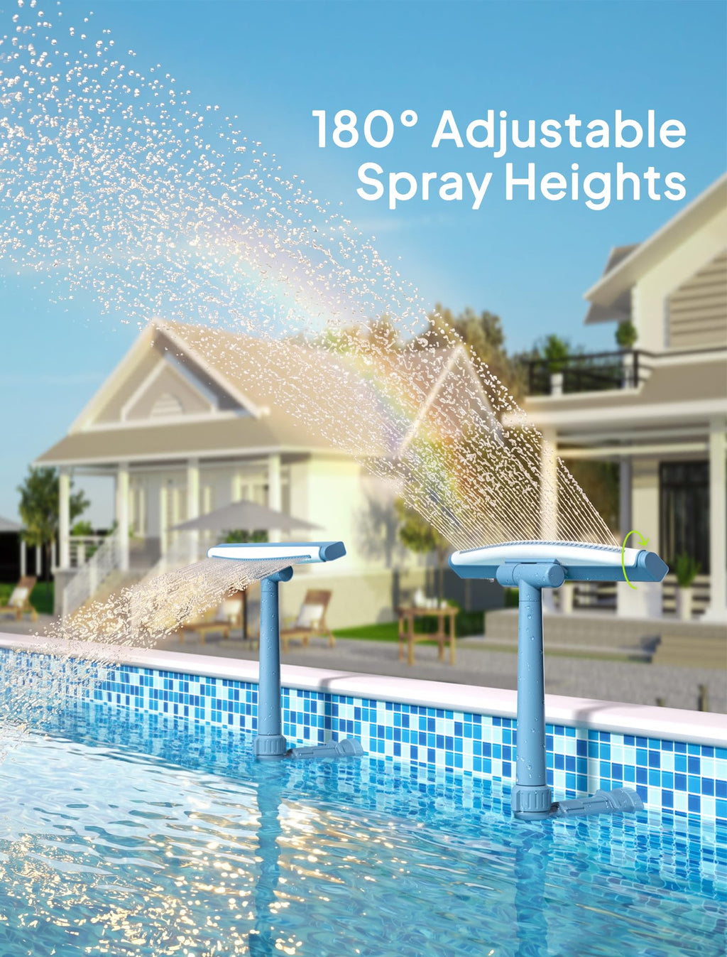 [Patented] POOLHOUR 2026 Upgrade Height Pool Fountain for Above Gound and Inground Pools, Adjustable Pool Sprinkler Fountain, Wide Width Spray Pool Waterfall, Cooling Swimming Pool Accessories