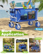 Holacamking 59"L Beach Wagon with 9×4" Big Sand Wheels, Expandable Tailgate