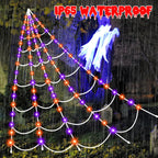 Halloween Decorations Outdoor Spider Web: 17.4Ft Light Up Spider Webs Decor