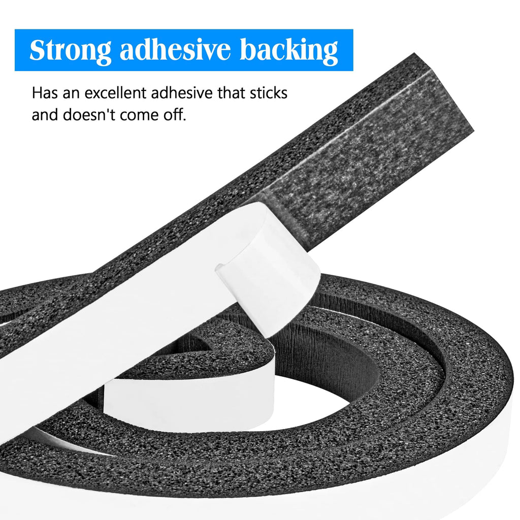 Foam Strips with Adhesive, 1 Inch Wide X 1 Inch Thick, Neoprene Weather Stripping High Density Closed Cell Foam Tape Seal for Doors and Windows Insulation, Total 13 Feet Long(6.5ft x 2 Rolls)