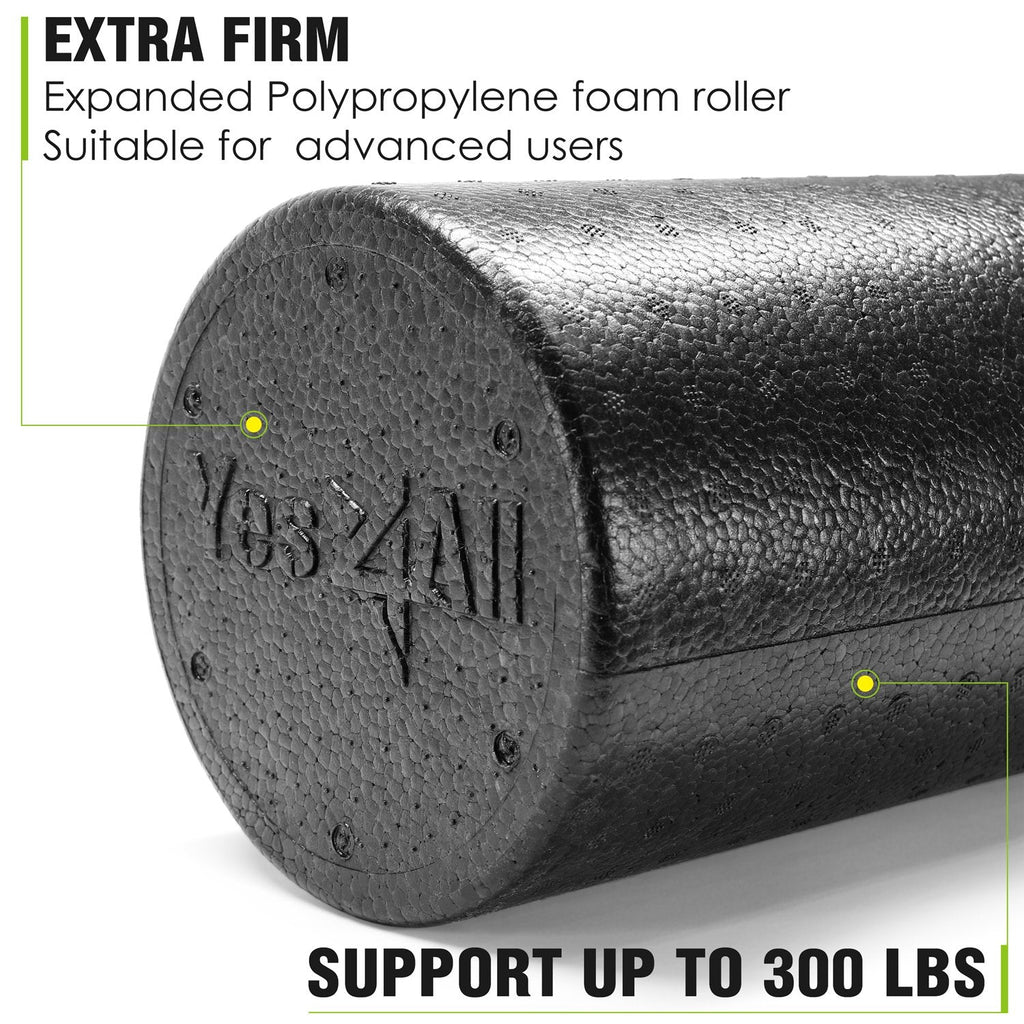 Yes4All EPP Exercise Foam Roller ��� Extra Firm High Density Foam Roller ��� Best for Flexibility and Rehab Exercises (12 inch, Black)