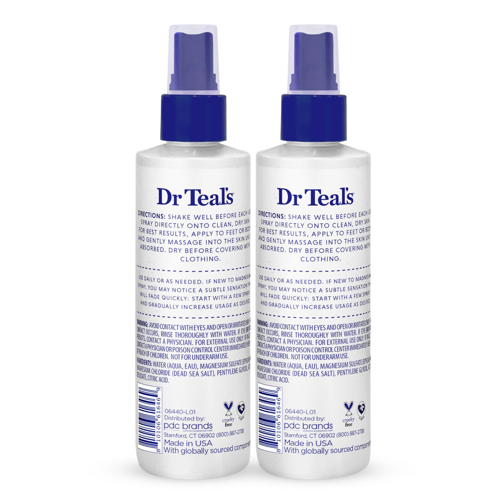 Dr Teal's Magnesium Spray with Natural Dead Sea Salt, Fragrance Free, 8 fl oz (Pack of 2)