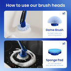iKLYN 2026 Upgraded Electric Spin Scrubber: 120 Min Runtime, IPX7 Waterproof Cordless Power Scrubber, Adjustable Extension Handle, 8 Heads, 2 Speeds for Shower, Tub, Tile & Floor