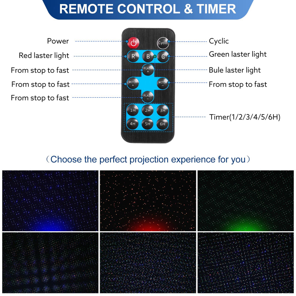 Outdoor RGB Laser Projector Lights 3 Color Starry Sky Firefly Effect