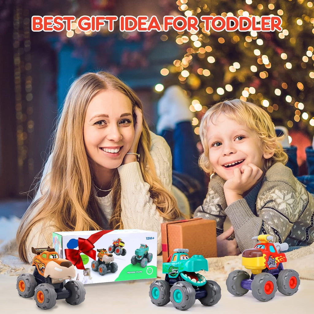 Toy Cars for 1-3 Year Old, 3PCS Animal Monster Truck, 1 Year Old Boy Gifts