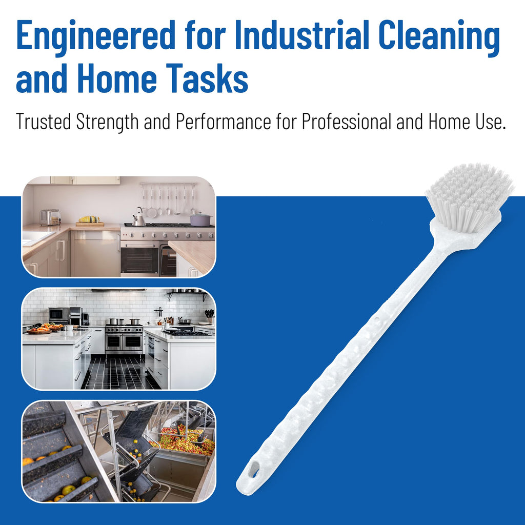SPARTA 40501EC02 Plastic Large Scrub Brush, Kitchen Brush, Utility Brush With Long Handle For Cleaning, 20 Inches, White