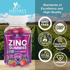 Zinc Gummies 50mg Per Serving - Immune Skin & Bone Support Health Gummy - Premium Antioxidant Chewable, High Absorption Vegan, Best Zinc Supplements Vitamin for Adults, Tasty Berry Flavor, 120 Gummies