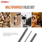 Hi-Spec 3pc Metal Hand File Tool Set Kit. Large Steel Files. Flat, Round & Half-Round for Crafts, Metal & Wood Work
