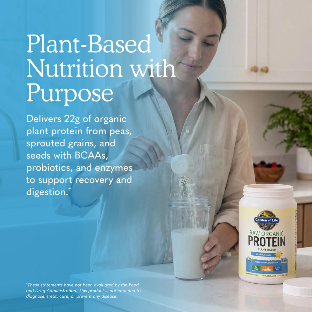 Garden of Life, Protein Powder, Vegan Protein Powder, Bcaa, Probiotics and Digestive Enzymes, Gluten and Lactose Free, Vanilla, 23.3 Ounce
