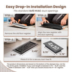 Floor Vent Covers – 4x10 Floor Register – 8 Pack – Heavy-Duty Steel, Rustproof & Walkable Grates, Drop-in Install, Adjustable Airflow – Decorative Floral Design, Textured Black