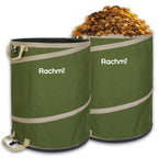 Rachmi 47 Gallon Collapsible Pop-Up Trash Can 2-Pack with Hard Bottom Green