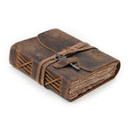 LEATHER VILLAGE Leather Journal Key Lock, Distressed Brown 6x4.