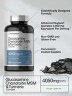 Horbäach Glucosamine Chondroitin MSM | 180 Caplets | with Turmeric | Triple Strength Formula | Non-GMO & Gluten Free Supplement