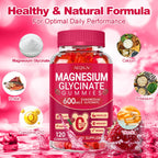 Magnesium Glycinate Gummies 600mg, Sugar Free Magnesium Gummies for Adults, Chewable Potassium Supplements for Body Support, Zzz and Relaxation, 120 Count
