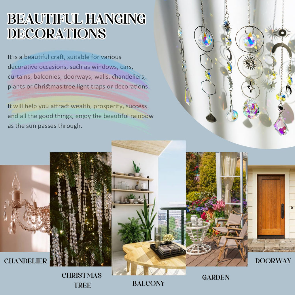 215pcs Crystal Suncatcher Craft Kit Rainbow Prisms Beads DIY Window Decor