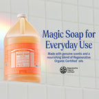 Dr. Bronner's Pure-Castile Magic Soap Liquid (Tea Tree, 1 Gallon) – Made with Regenerative Organic Oils, 18-in-1 Uses for Face, Hair, Laundry, Dishes, Hand Soaps & Body Wash – Natural, Vegan, Non-GMO