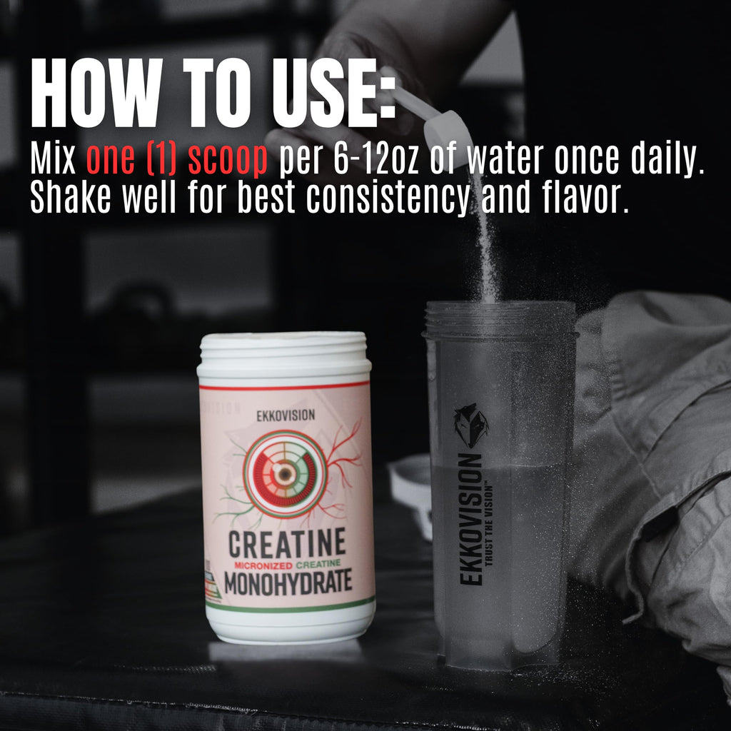 Ekkovision Creatine Monohydrate Powder, Micronized, Unflavored, Pre Workout & Post Workout Supplement for Men and Women, Energy Support, Easy to Mix in Shakes, Smoothies & Beverages, 100 Servings