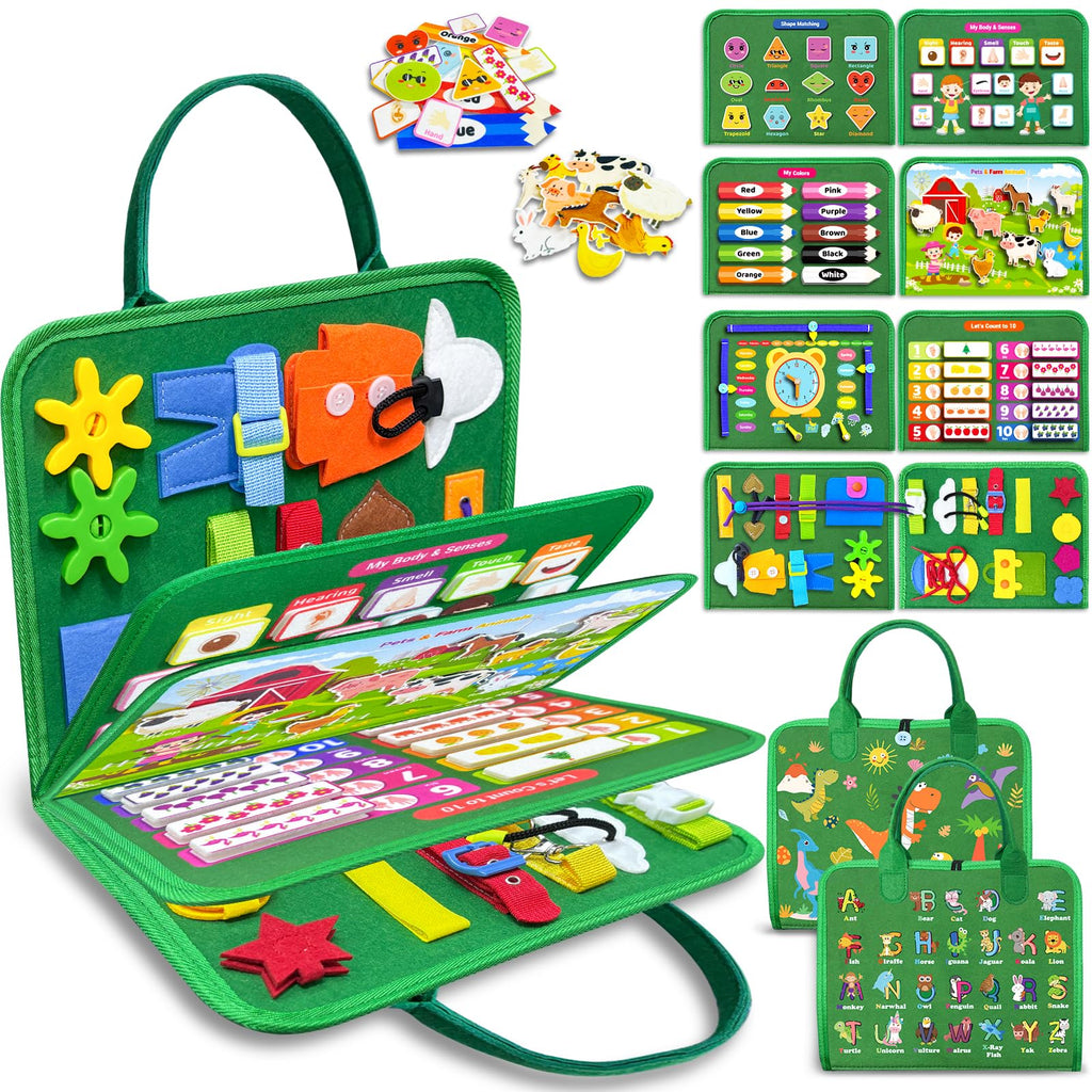 Board Toys for Toddler Boy & Girl Birthday Gifts, Busy Book Learning Sensory Toys for Toddlers, Toddler Travel Toy Educational Activities Learn Fine Motor Skills