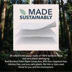 Reel Premium Bamboo Toilet Paper - 12 Rolls of Toilet Paper - 3-Ply Made From Tree-Free - Zero Plastic Packaging, Septic Safe