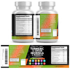 Turmeric Moringa Supplement | Ginger Boswellia Saffron - Supplement for Women and Men with Ceylon Cinnamon, Tart Cherry, Quercetin Garlic Nettle Holy Basil - 5Pack
