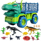 TEMI Dinosaur Truck Toys for Kids 3-5 Years, Tyrannosaurus Transport Car Carrier Truck with 8 Dinosaur Figures, Activity Play Mat, Dinosaur Eggs, Trees, Capture Jurassic Play Set for Boys and Girls