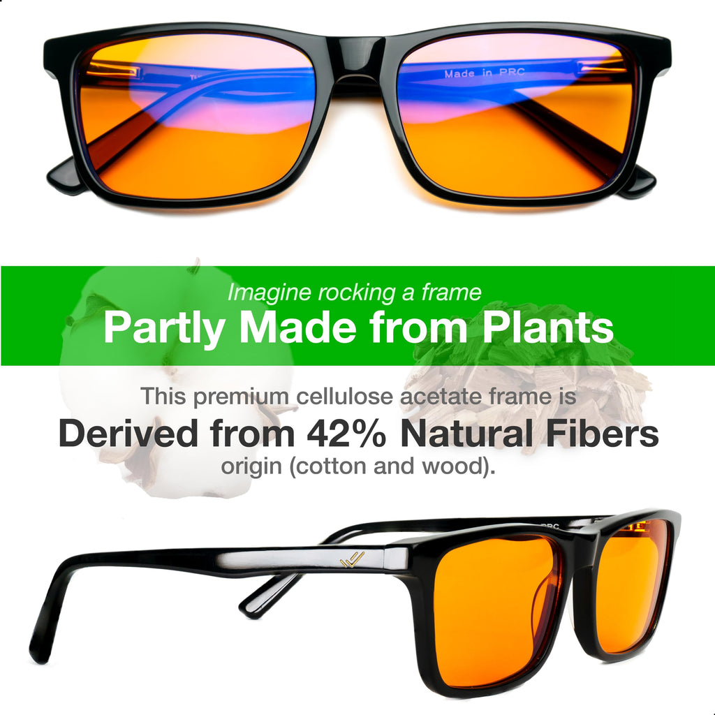 Orange Blue Light Blocking Glasses for Better Sleep - 99.5% Premium Acetate Computer Migraine Glasses for Women & Men - Amber Gaming Glasses - TV Blue Light Blockers Gamer Glasses for Eye Strain