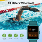 Fitness Tracker Watch with Heart Rate Monitor, Activity Tracker with Pedometer, Sleep Monitor, Calories & Step Counter, 5ATM Waterproof Smart Watch for Women Men Health Fitness Watch for Sports