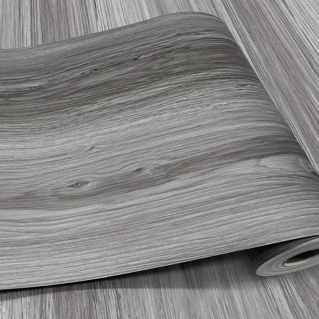 auxua Wood Grain Peel and Stick Floor Tiles – 11.8” Width, Full Roll Length of 394" – Versatile Design for Any Space, Grey Self Adhesive Vinyl Flooring, Waterproof and Non-Slip Features