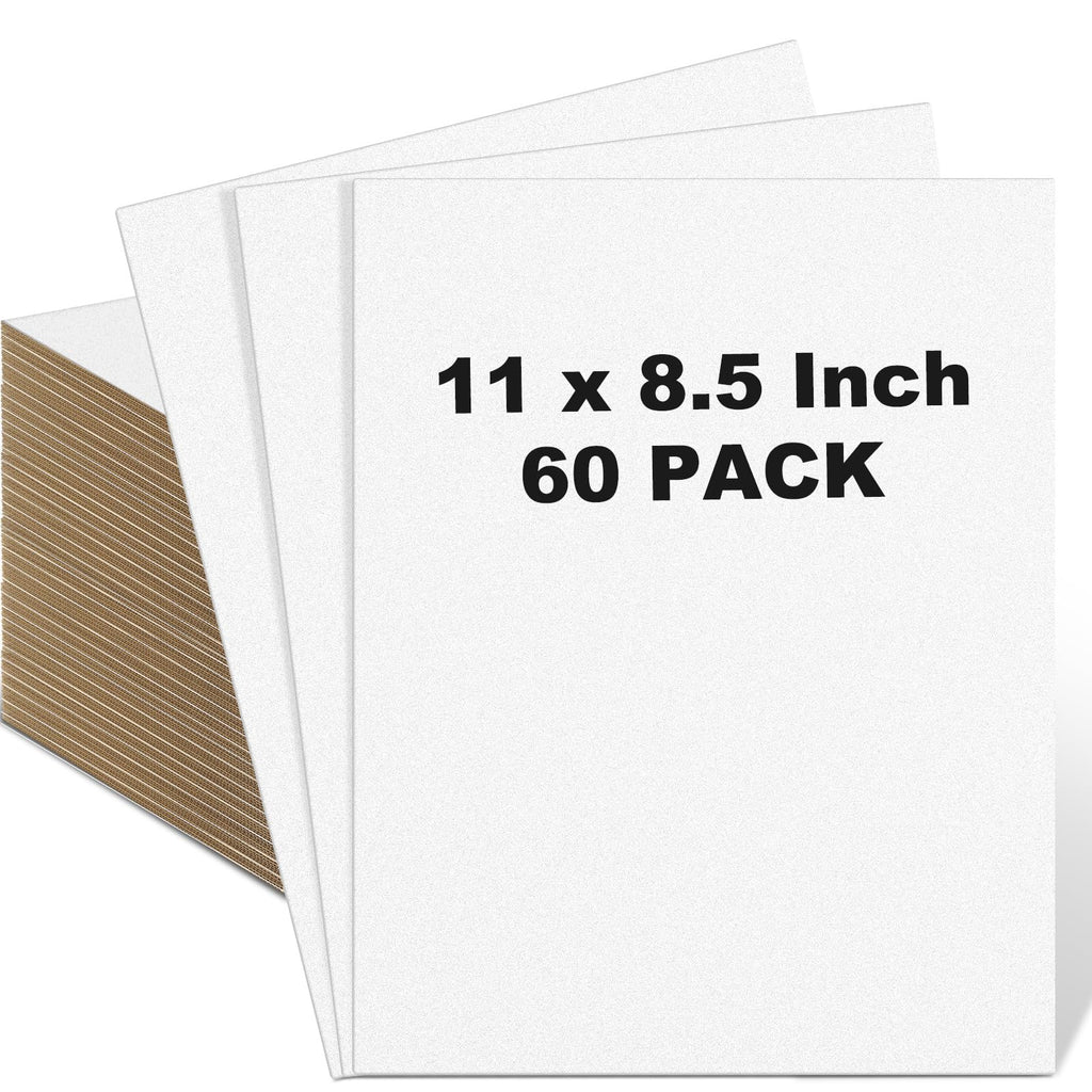 Henoyso 60 Pack 11 x 8.5 Inch Corrugated Cardboard Sheets Flat Cardboard Sheets Packaging Inserts Flat Square Inserts Squares Separators for Shipping Packing Mailing Crafts(White)
