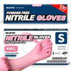 BEASTEK Nitrile Disposable Gloves, 4 mil Powder-Free Latex-Free Medical Food Grade Cleaning Esthetician Glove, 100 Pcs (Small)