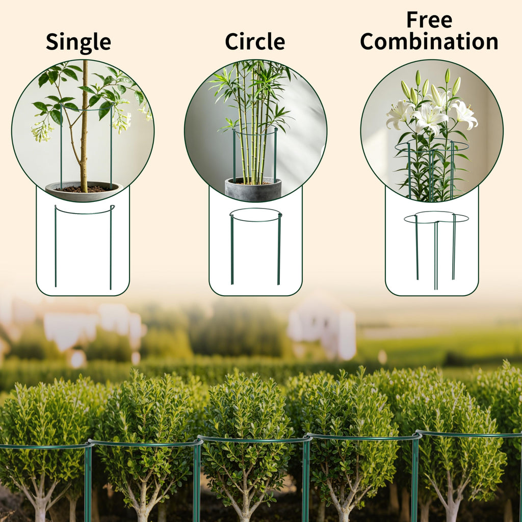 6-Pack Garden Plant Support Cages,14"Diax32"H Heavy Duty Interlinked Half Round Peony Support Rings,Metal Plant Support Stakes for Peony,Tomato,Hydrangea,Rose,Indoor & Outdoor Garden Plant Supports