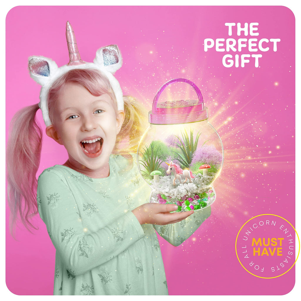 Dan&Darci Light-Up Unicorn Terrarium Kit for Kids - Kid Birthday Gifts - Best Unicorn Toys & Activities Kits Presents - Arts & Crafts for Little Girls & Boys Age 4 5 6 7 8-12 Year Old Girl Gift
