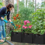 ANPHSIN Sturdy Square Tomato Cage with Movable 17 Gal Grow Bags, 3 Sets