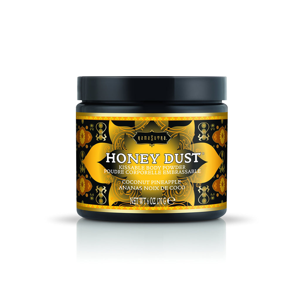 KAMA SUTRA Honey Dust 6 oz/170 g - Kissable Body Powder with Feather Applicator - Wicks Away Moisture for Sensual Body Experience – Kissable, Talc-Free for Intimacy & Foreplay (Coconut Pineapple)