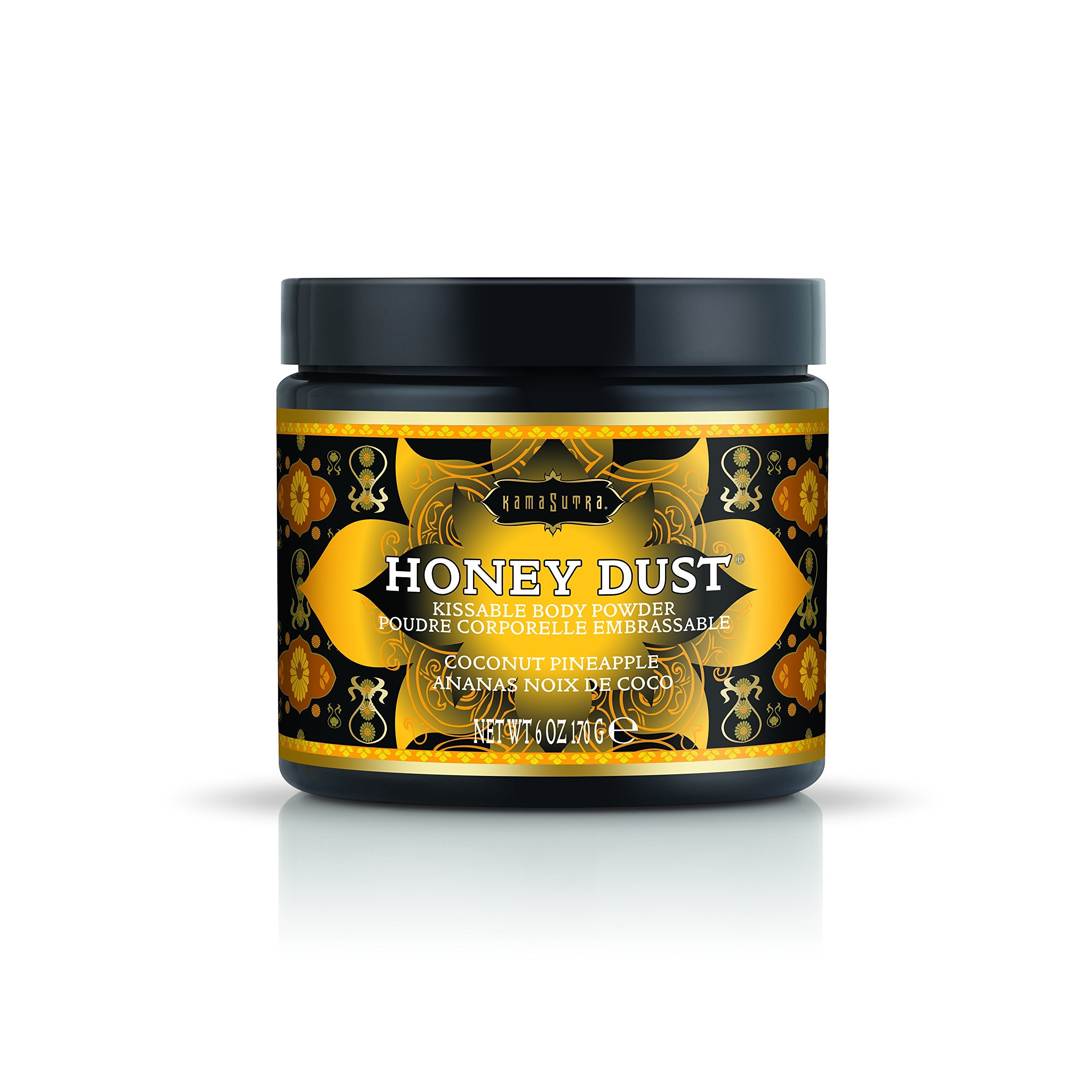 KAMA SUTRA Honey Dust 6 oz/170 g - Kissable Body Powder with Feather Applicator - Wicks Away Moisture for Sensual Body Experience – Kissable, Talc-Free for Intimacy & Foreplay (Coconut Pineapple)