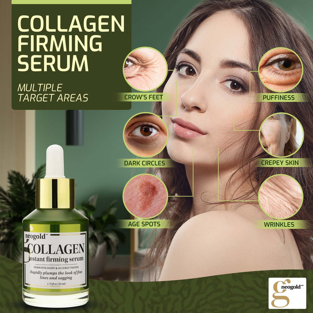Neogold Collagen Serum For Face | Collagen Face Serum For Skin Tightening Helps Lift, Plump, & Firm Sagging Skin | Serums For Skin Care | Anti Wrinkle Boost, Fragrance Free, 2 Fl Oz