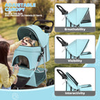 Magshion 3-Wheel Pet Stroller, Foldable Travel Jogger for Small & Medium Dogs & Cats (Up to 33lbs), Lightweight Carrier with Breathable Mesh Cover, Cup Holder & Storage Basket, Mint Green