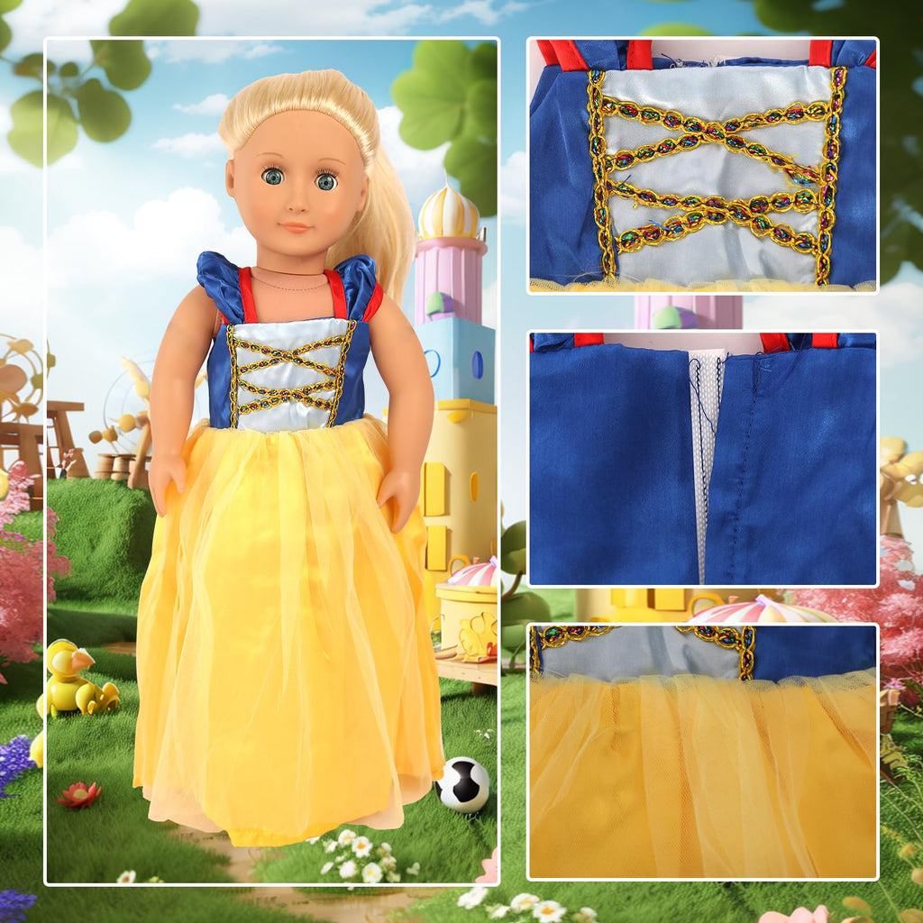 18 inch Doll Clothes Accessories -6Pcs Different Princess Costume Gift Fits All 18 inch American Doll Clothes