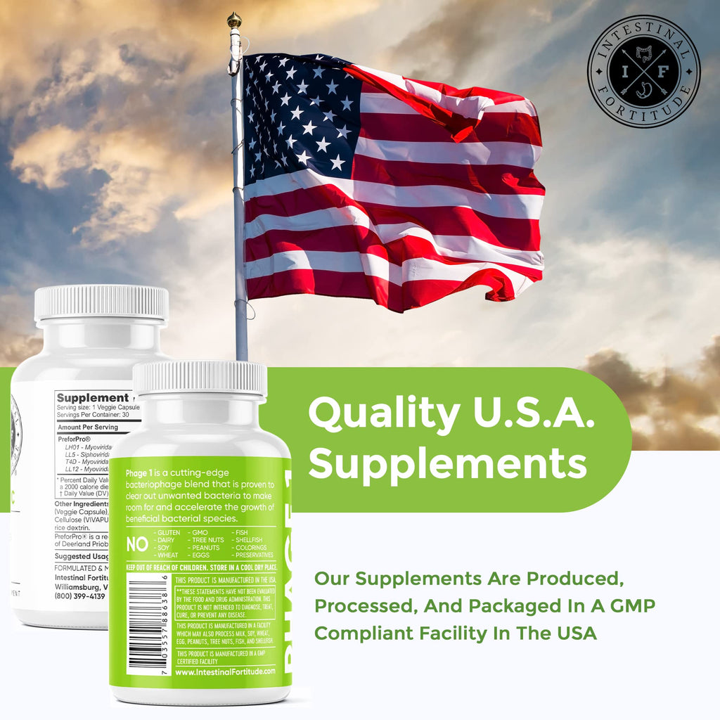 Intestinal Fortitude Phage 1 - Ultimate Gut Health Supplement, Total Restore Intestinal Defense, Patented Bacteriophage Blend for Gut Support, Digestive & Immune System Health, Destroy Bad Bacteria