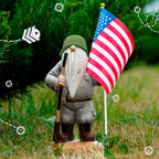 Redwix Patriotic Solar Garden Gnome with American Flag, 11" Resin Armed Garden Gnomes Outdoor Statue, Military Yard Gnome Decor, Gift for 4th of July, Memorial Day, Veterans Day