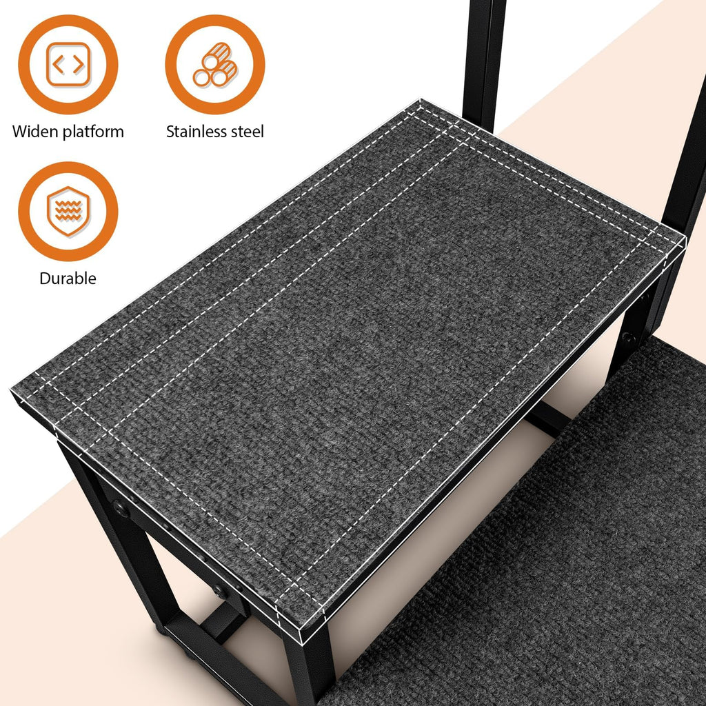 2-Step Stool with Handle for Elderly, Heavy Duty Non-Slip Step Stool for High Beds/Bathtub/Kitchen, Wide Anti-Slip Platform, Supports 450 lbs