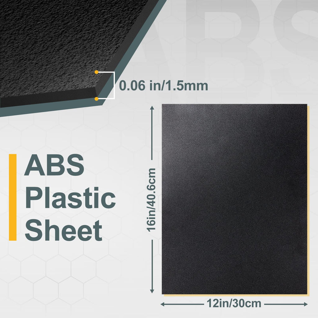 Plastic Sheet 12" x 16" x 0.06", Black PVC Board Flexible Moldable Impact Strength and High Tensile 1/16" Thick (1.5mm) for Crafts Materials Home Decor and Handicrafts, Abs Plastic Sheets 6 Pack
