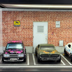 Bivitre 1/64 Model Car Display Case - Compatible with Hot Wheels Matchbox Mini GT Diecast Cars,Acrylic Box for Toy Cars Display Décor and Storage,Stackable Garage Diorama with LED Lights(1T-RedBrick)