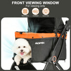 AOPEC Pet Stroller for Small Dogs & Cats – Easy One-Hand Fold, Supports Up to 35 lbs – Black