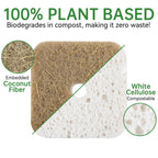 16 Pack Biodegradable Natural Kitchen Sponges, Compostable Cellulose & Coconut Square Scrubber, Dual Sided Dish Sponge for Washing Dishes, Eco Friendly