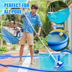 Innconee 3 Pcs Pool Vacuum Kits Include 11.8" Vacuum Head with 47" Adjustable Pole with 1-1/2" x 18ft Long Hoses Flexible Head with Wheels for Above Ground Inground Pond Spa Hot Tub