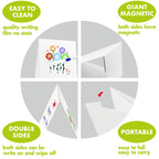 Magnetic Tabletop Desktop Easel &Whiteboard with Bonus 8X Dry Erase Markers. Double Sided and Self-Standing (16” X 12.5”)